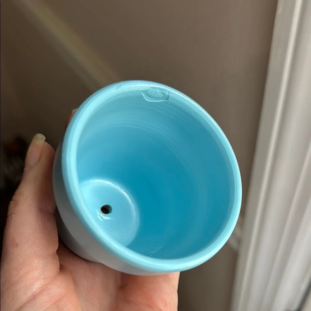 Hand-Painted Blue and Green Pickle 2” Pot
